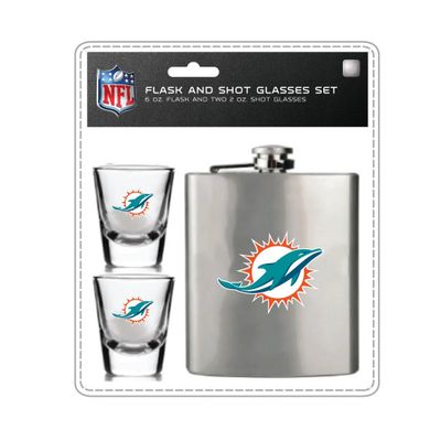 Miami Dolphins Flask and Shot Glass Set