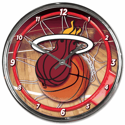 Miami Heat Chrome Clock