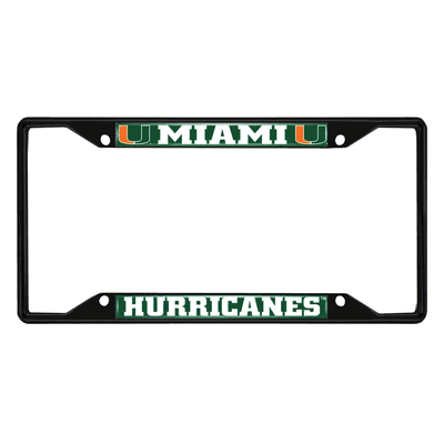Miami Hurricanes Metal License Plate Frame Black Finish