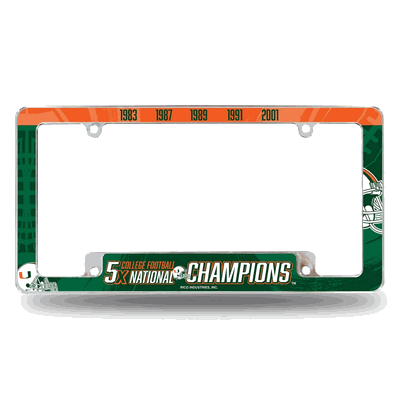 Miami Hurricanes - The U Multi Champ Chrome Auto License Plate Frame