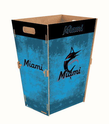 Miami Marlins Large Wooden Trash Bin