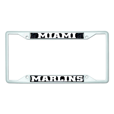 Miami Marlins White Metal License Plate Frame