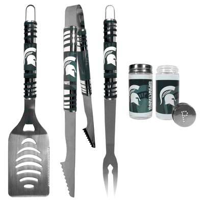 Michigan St. Spartans 3 Piece Tailgate BBQ Set with Salt and Pepper Shakers