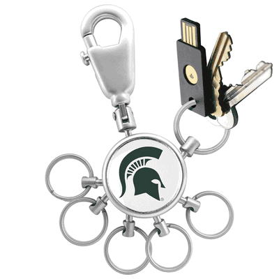 Michigan State Spartans Valet Keychain with 6 Keyrings
