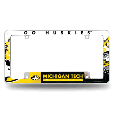 Michigan Tech Huskies Primary Chrome Automotive License Plate Frame