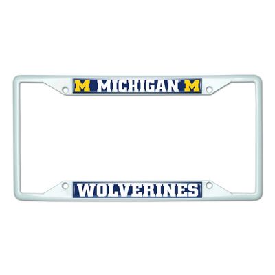 Michigan White Metal License Plate Frame