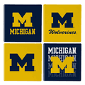 Michigan Wolverines 4 Piece Coaster Set with Wood Caddy Michigan Wolverines 4 Piece Coaster Set with Wood Caddy