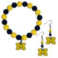 Michigan Wolverines Fan Bead Earrings and Bracelet Set Michigan Wolverines Fan Bead Earrings and Bracelet Set