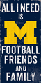 Michigan Wolverines Sign Wood 6x12 Football Friends and Family Design Color Michigan Wolverines Sign Wood 6x12 Football Friends and Family Design Color