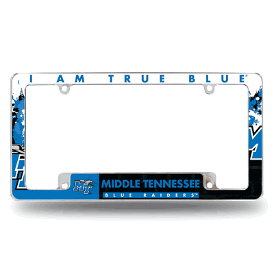 Middle Tennessee Blue Raiders Primary Chrome Auto License Plate Frame