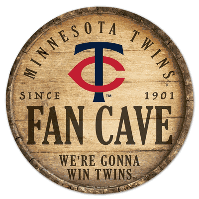 Minnesota Twins 14 Inch Barrel Top Design Round Wood Sign