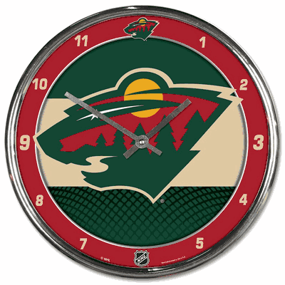 Minnesota Wild Chrome Round Wall Clock