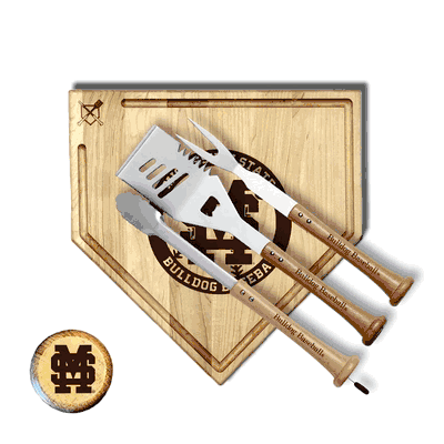 Mississippi State 17 Inch Trough Silver Slugger Grill Tool Set