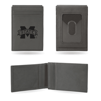 Mississippi State Bulldogs Gray Laser Engraved Compact Front Pocket Wallet
