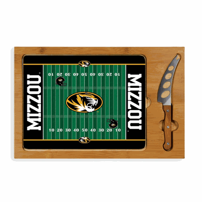 Mizzou Tigers Football Field Icon Glass Top Cutting Board & Knife Set