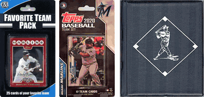 MLB Miami Marlins Licensed 2020 Topps Team Set and Favorite Player Trading Cards Plus Storage Album