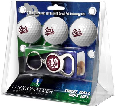 Montana Grizzlies 3 Ball Gift Pack with Key Chain Bottle Opener