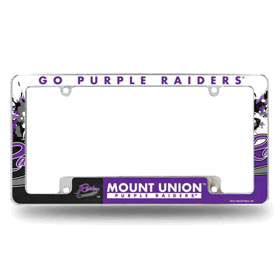 Mount Union Purple Raiders Primary Chrome Auto License Plate Frame