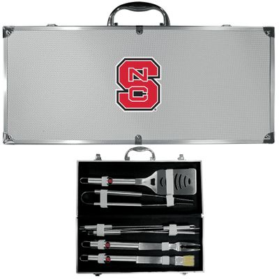 N. Carolina St. Wolfpack 8 pc Stainless Steel BBQ Set w/Metal Case