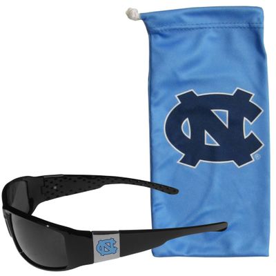 N. Carolina Tar Heels Chrome Wrap Sunglasses and Bag