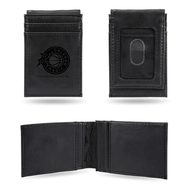 NBA Basketball Orlando Magic Black Laser Engraved Front Pocket Wallet