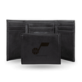 NBA Basketball Utah Jazz Black Laser Engraved Faux Leather Trifold