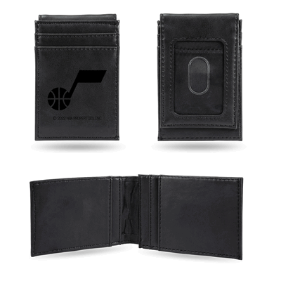 NBA Basketball Utah Jazz Black Laser Engraved Front Pocket Wallet