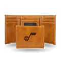 NBA Basketball Utah Jazz Brown Laser Engraved Faux Leather Trifold
