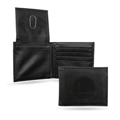 NBA Golden State Warriors Black Laser Engraved Billfold Wallet