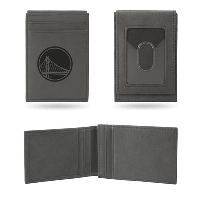 NBA Golden State Warriors Gray Laser Engraved Front Pocket Wallet