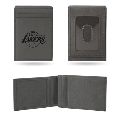 NBA Los Angeles Lakers Gray Laser Engraved Front Pocket Wallet