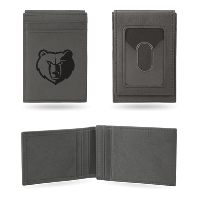 NBA Memphis Grizzlies Gray Laser Engraved Front Pocket Wallet