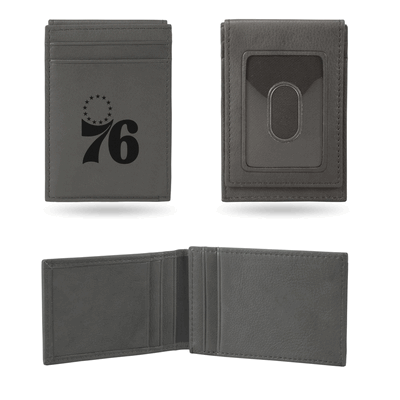 NBA Philadelphia 76ers Gray Laser Engraved Front Pocket Wallet