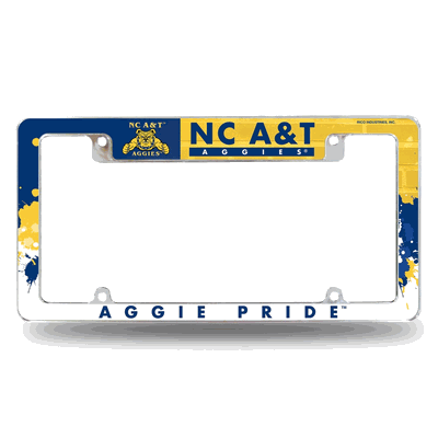 NC A&T Aggies Primary 12" x 6" Chrome Automotive License Plate Frame