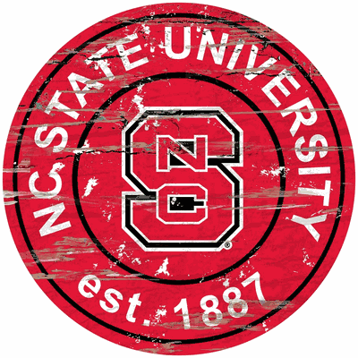 NC State University Distressed Round Sign