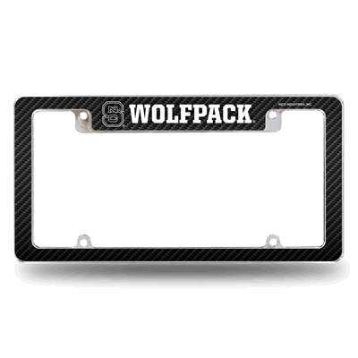 NC State Wolfpack Black 12" x 6" Chrome Auto License Plate Frame