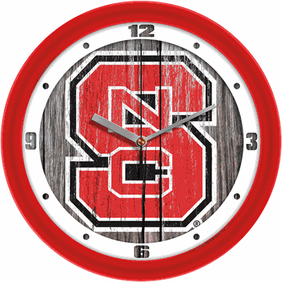 NC State Wolfpack Weathered Wood Wall Clock