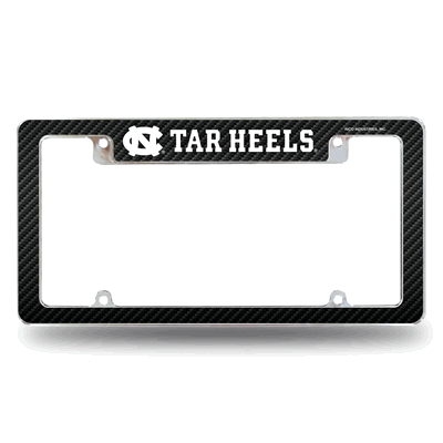 NC Tar Heels Carbon Fiber Chrome Automotive License Plate Frame