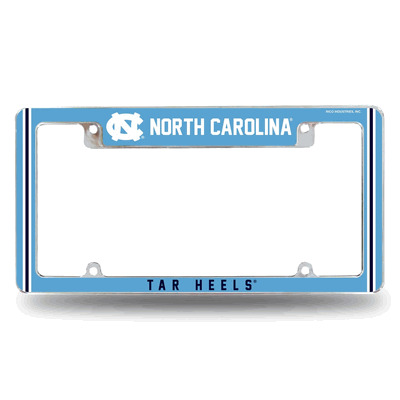 NC Tar Heels Classic 12" x 6" Chrome Automotive License Plate Frame