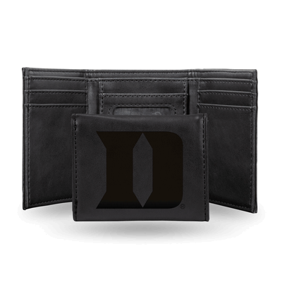 NCAA Duke Blue Devils Black Laser Engraved Faux Leather Trifold