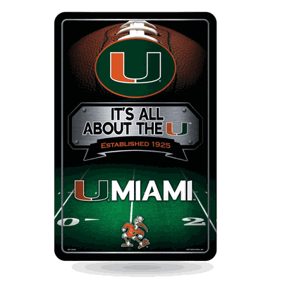 NCAA Miami Hurricanes - The U Standard 11" x 17" Home Decor Sign