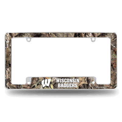 NCAA Wisconsin Badgers Mossy Oak Chrome Automotive License Plate Frame