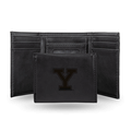 NCAA Yale Bulldogs Black Laser Engraved Faux Leather Trifold