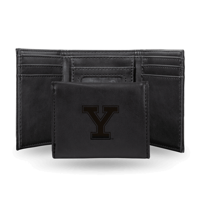 NCAA Yale Bulldogs Black Laser Engraved Faux Leather Trifold