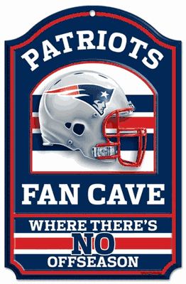NE Patriots Wood Sign - 11"x17" Fan Cave Design