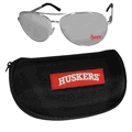 Nebraska Cornhuskers Aviator Sunglasses and Zippered Carrying Case Nebraska Cornhuskers Aviator Sunglasses and Zippered Carrying Case