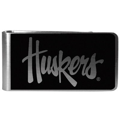 Nebraska Cornhuskers Black and Steel Money Clip