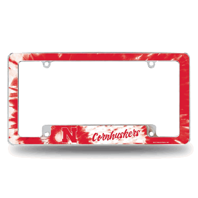 Nebraska Cornhuskers Tie Dye Chrome Automotive License Plate Frame