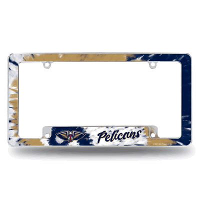New Orleans Pelicans Tie Dye 12" x 6" Chrome Auto License Plate Frame