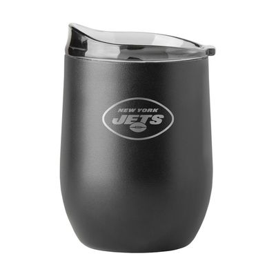 New York Jets 16oz Black Etch Powder Coat Curved Beverage Tumbler